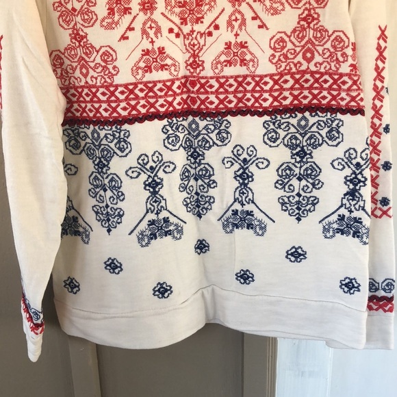 Lucky Lotus Embroidered Top Sweatshirt Womens Size L - Picture 5 of 10